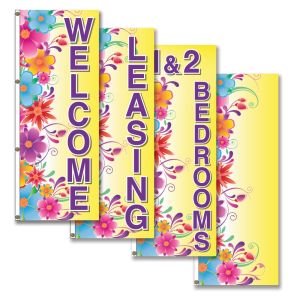 Vertical Flags - Vibrant Flowers - Yellow