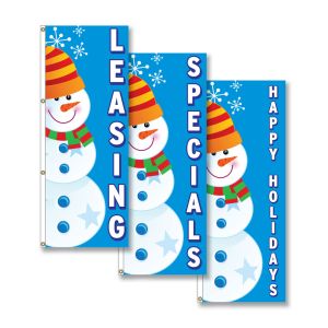 Happy Snowman Vertical Marketing Flags