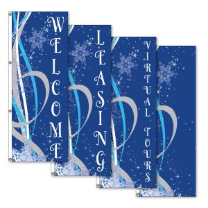Vertical Flags - Blue Swirl Snowflakes