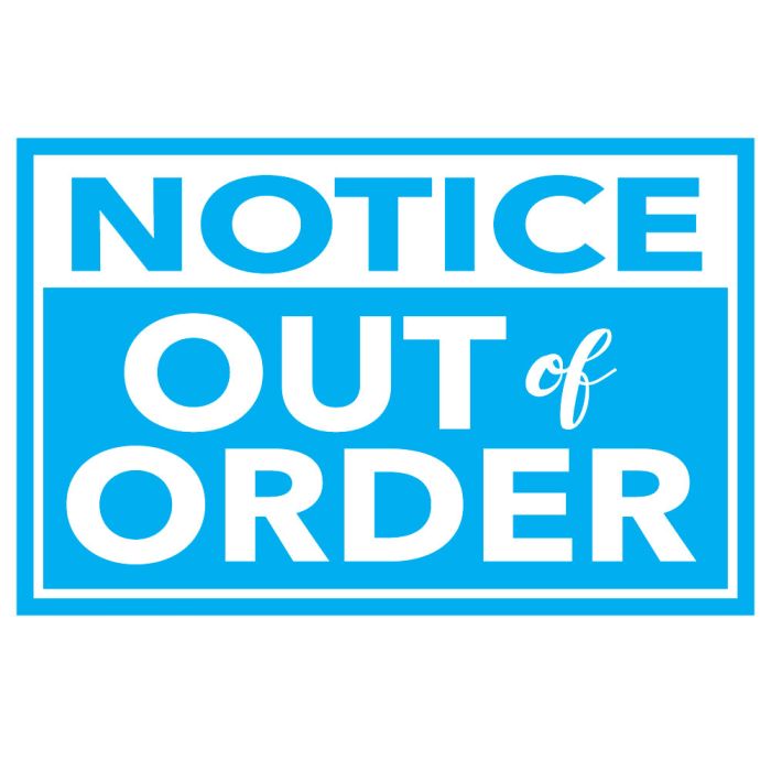 Multipurpose Notice Out of Order Magnet reusable sign for maintenance.