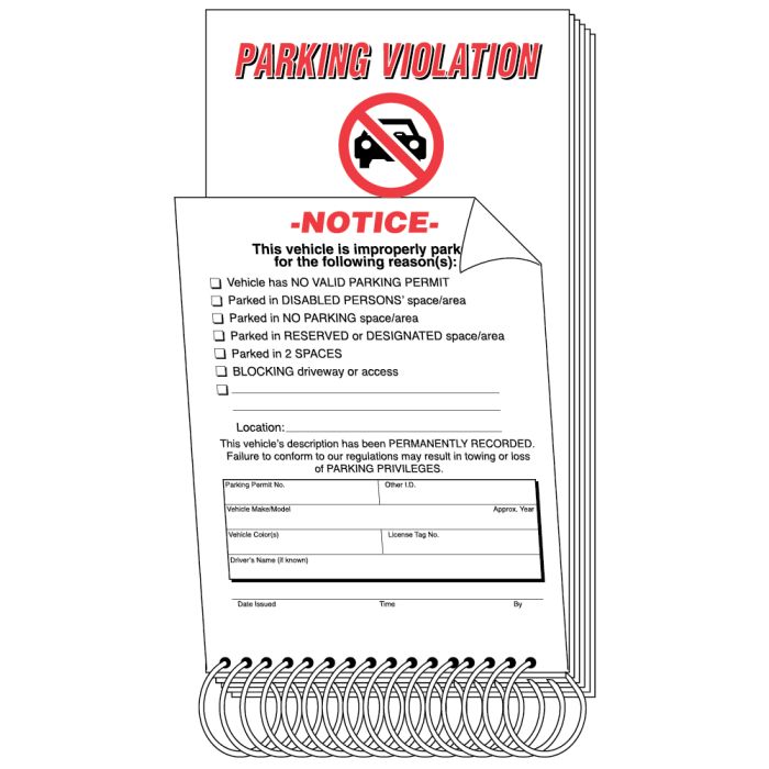 2-Part Parking Violations in booked format.