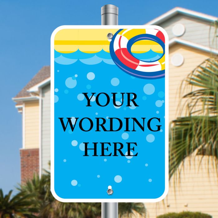 Custom water design aluminum signs available in 2 sizes 