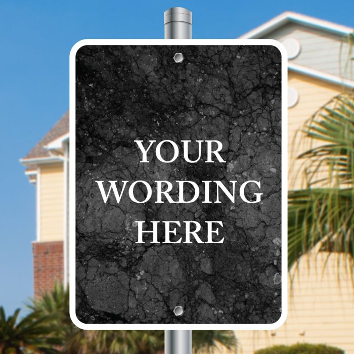 Blacks marble background custom rectangle aluminum sign.