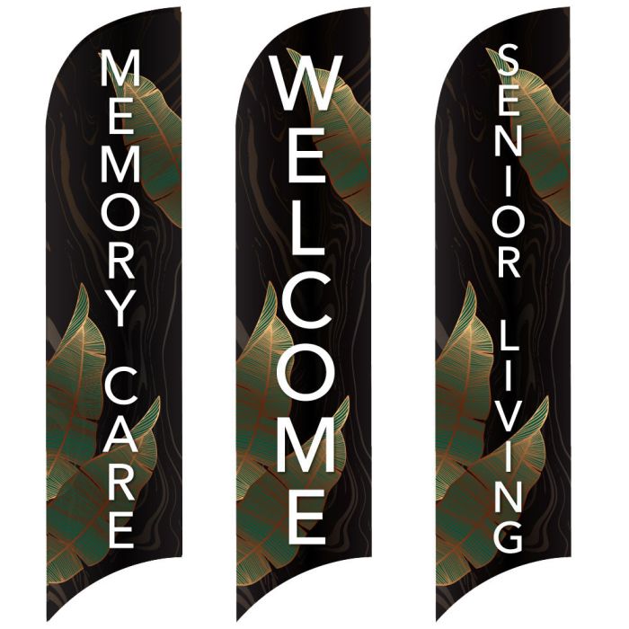 Senior Community Wave Flags - Gold Leaf