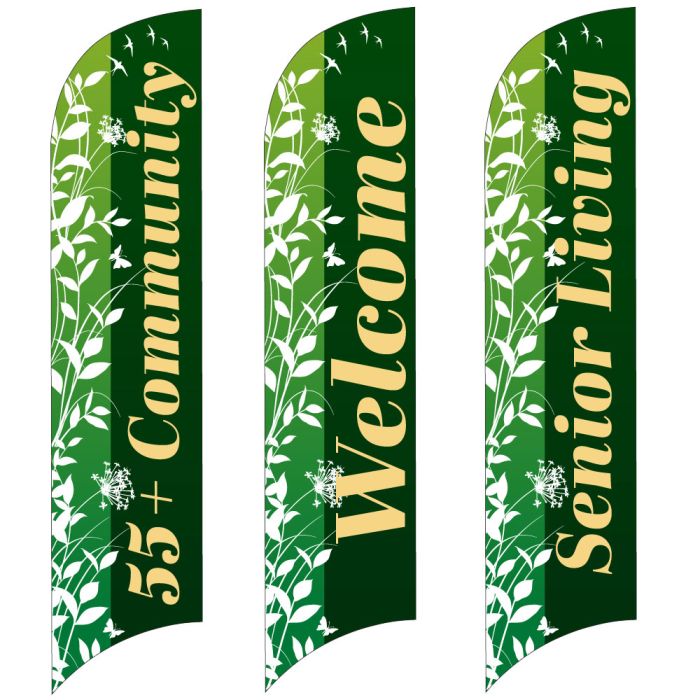 Senior Community Wave Flags - Green Garden