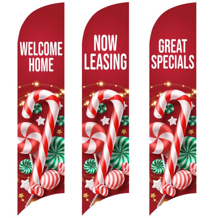 Holiday Wave Flags - Candy Cane Burst