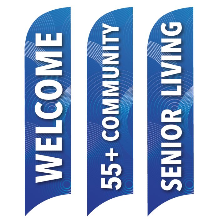 Senior Community Wave Flags - Abstract Blue