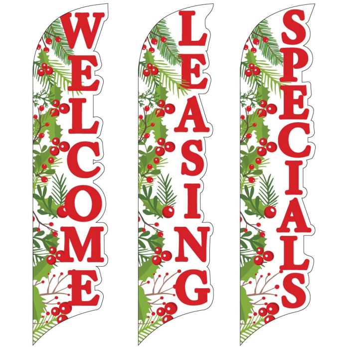 3D Wave Flags - Holiday Holly