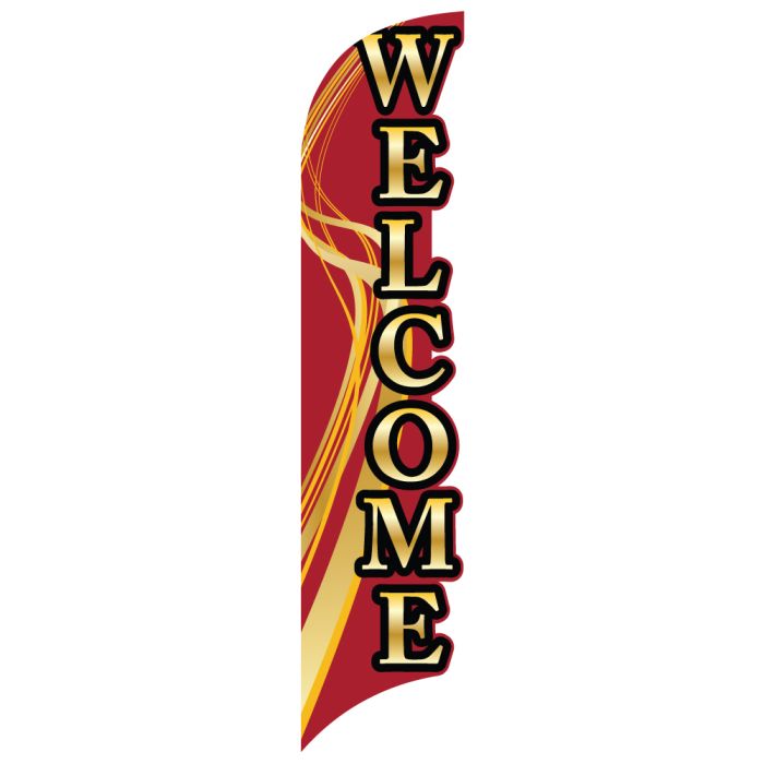 3D Wave Flag - Burgundy Swirl - Welcome