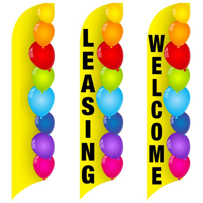 3D Wave Flags - Yellow Balloons