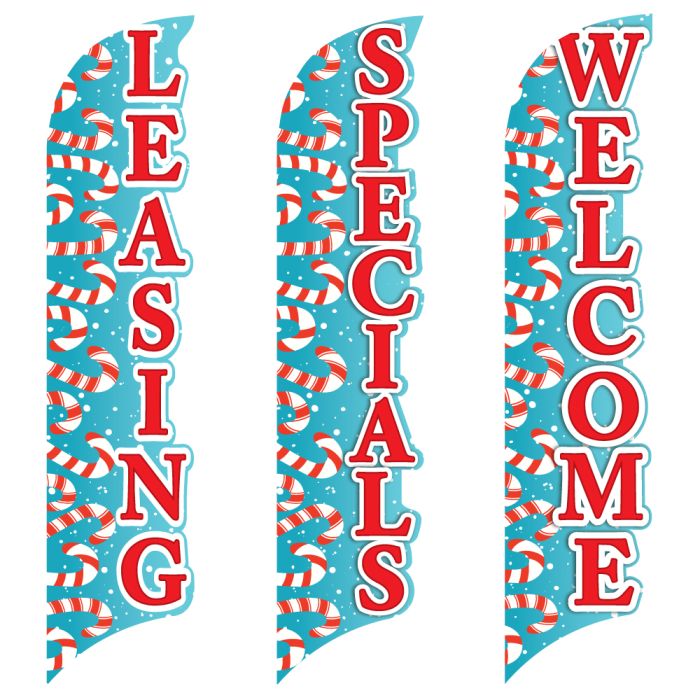 3D Wave Flags - Candy Cane