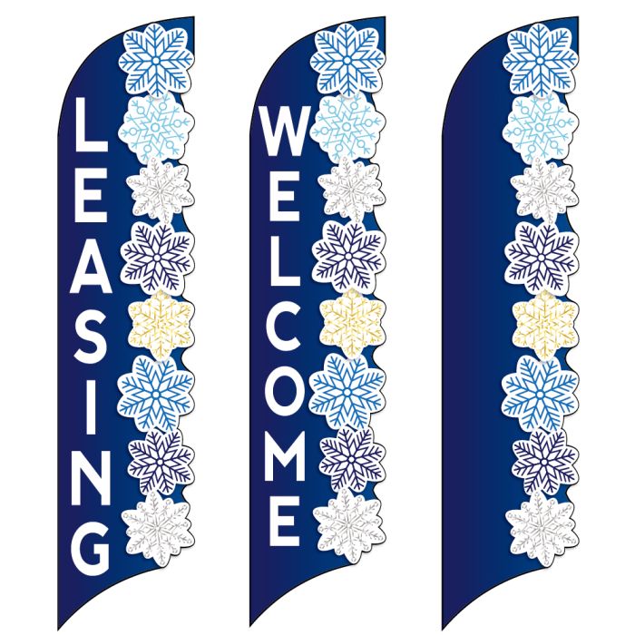 3D Wave Flags - Snowflake Border
