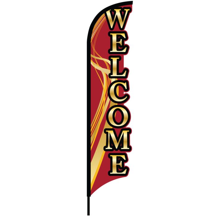 3D Wave Flag Kits - Burgundy Swirl - Welcome
