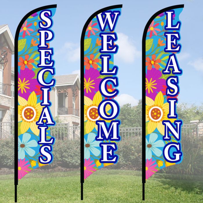 3D Wave Flag Kits - Blue Garden