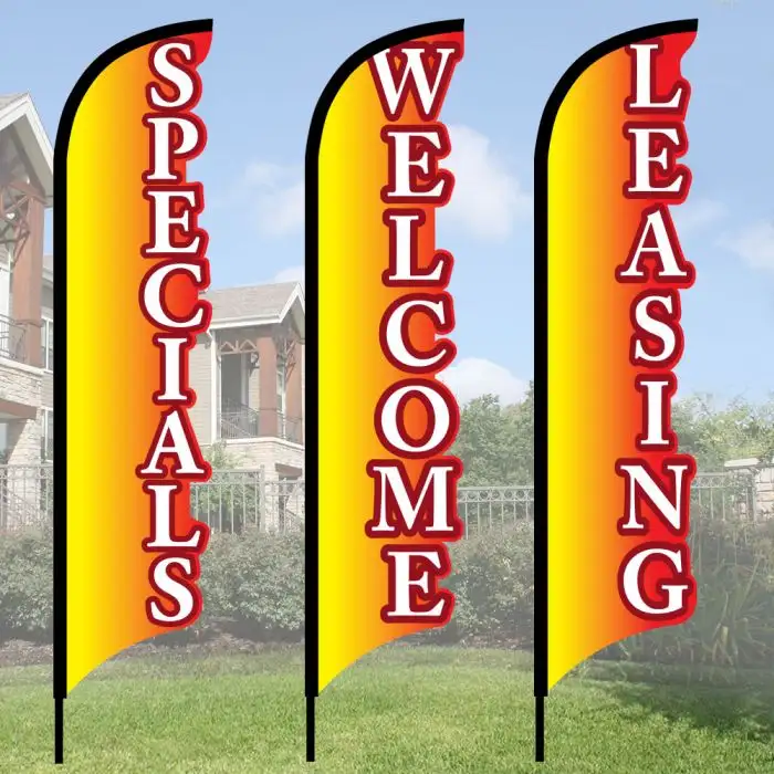 3D Wave Flag Kits - Fire Gradient