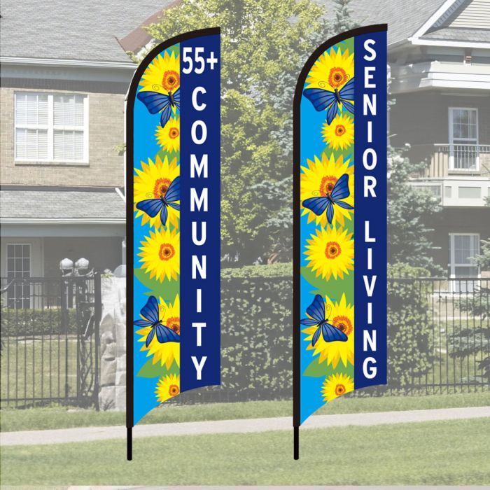 Senior Community Happy Butterfly Wave Flag Kits