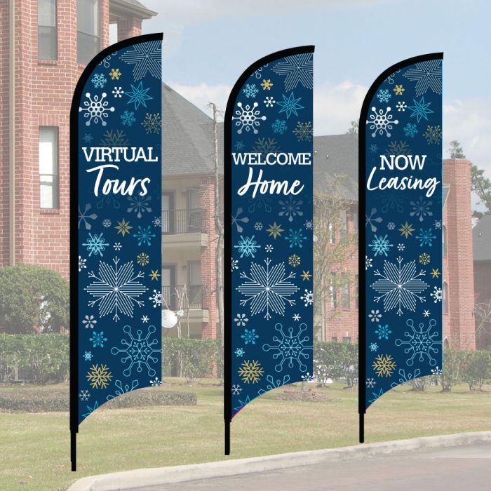 Wave Flag Kits - Winter Snowflakes