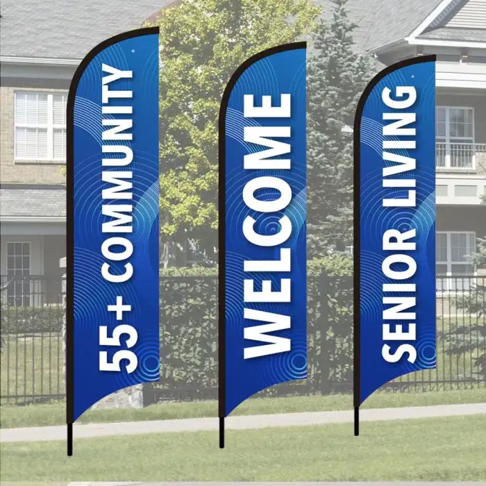 Senior Community Wave Flag Kits - Abstract Blue