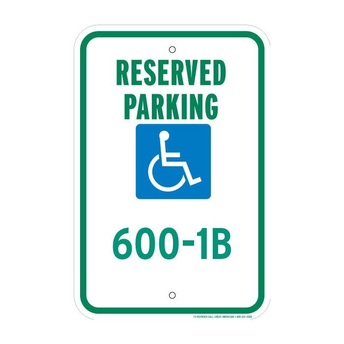 12x18 aluminum handicap parking sign with ADA symbol and custom message area!