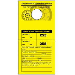 Temporary Parking Permits - Jumbo Size - Detachable