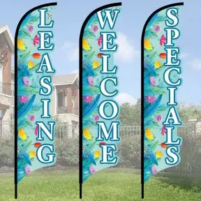 3D Wave Flag Kits - Neon Flowers