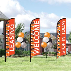 Fall Triple Wave Flags and Balloons Curb Appeal Kits