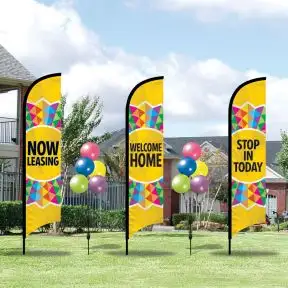 Spring-Summer Triple Wave Flags and Two Balloons Curb Appeal Kits