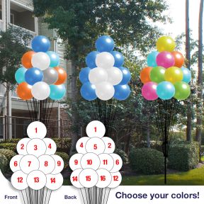 Pick Your Colors - 16 Balloon Outdoor Cluster with 8" Vinyl Balloons