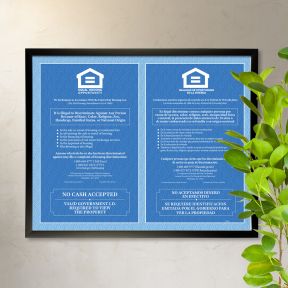 Fair Housing Sign - Sky Blue 2-in-1 Bilingual Framed Poster 