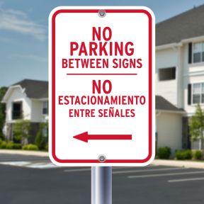 12x18 - No Parking Signs - Bilingual Left Arrow