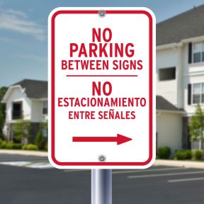 12x18 - No Parking Signs - Bilingual Right Arrow