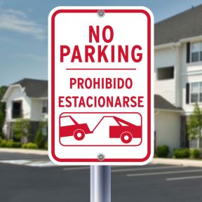 12x18 - No Parking Signs - Bilingual Towing Symbol