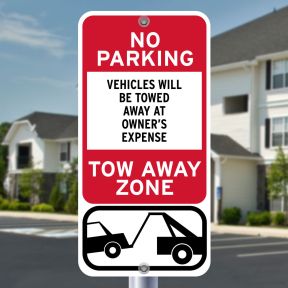 12x24 - No Parking Signs - "Vehicles Towed" Tow Symbol