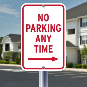 12x18 - No Parking Signs - "AnyTime" with Right Arrow