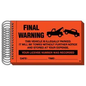 Parking Violation Stickers in Book Format - Final Warning