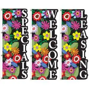 3D Vertical Flags - Flowers Galore