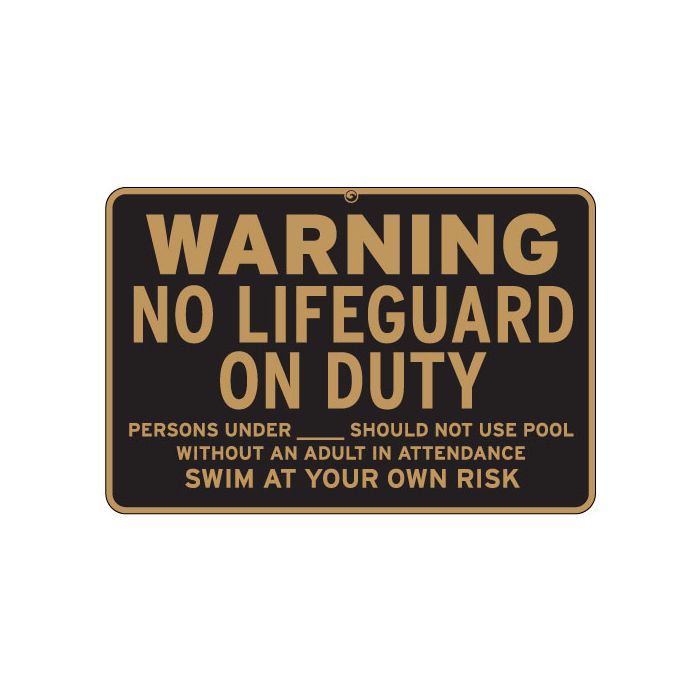 Aluminium-Schild 'Warning No Lifeguard On Duty' – 25,4x35,6 Cm, Rostfrei, Wetterfest, Made In USA
