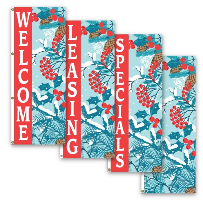 Vertical Flags - Snowy Branches