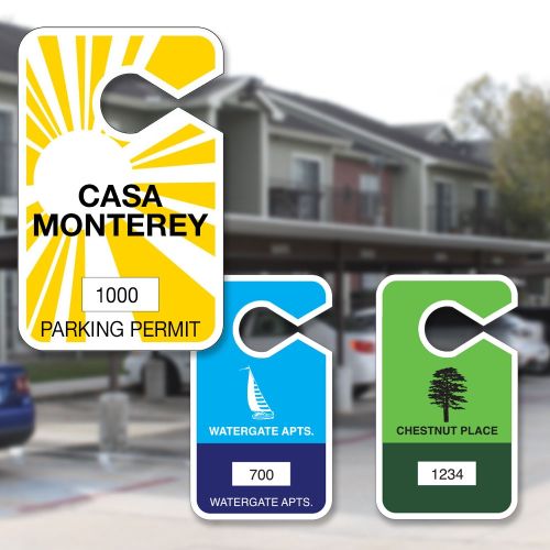 Custom Parking Hang Tag - Large - Solid Colors. Hand out to residents so  only your residents park at your property! Great American Property