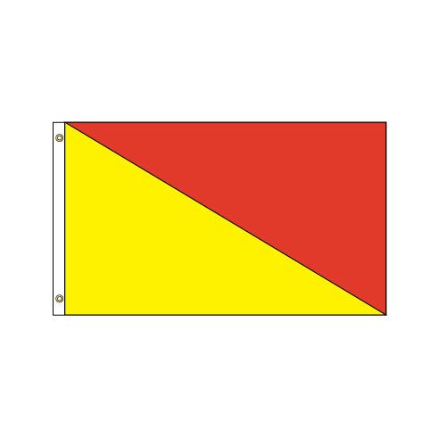 Horizontal Flag Yellow and Red-Diagonal Stripe-help your property stand out for miles! Flags bring prospects in and work 24/7! Durable material, grommets sewn in. Mix and match colors messages! Great American