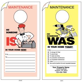 Imprinted Maintenance Door Hanger