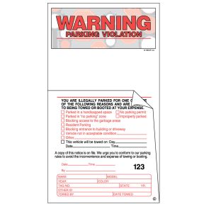 2-Part Parking Violation Warning Sticker