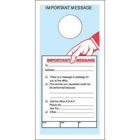 Notice Door Hanger - Important Message 1-Part