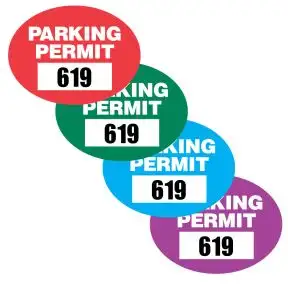 Parking Permit Static Cling Oval Shape Economy
