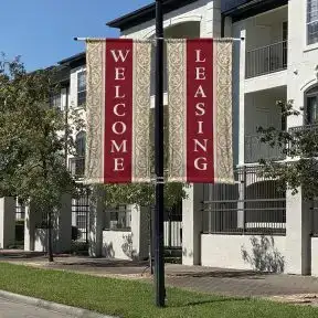 Pole Banners - Burgundy and Tan Scroll