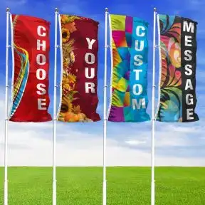 Semi-Custom Vertical Flag with Personalized Right Side Vertical Message