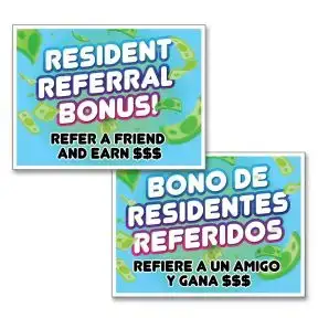 Bandit Sign - "Resident Referral Bonus" English/Spanish 
