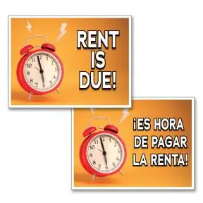 Bandit Sign - "Rent is Due!" English/Spanish