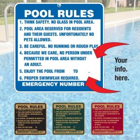 Custom Aluminum Signs - Pool Rules Signs