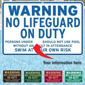 Custom Aluminum Signs - No Lifeguard